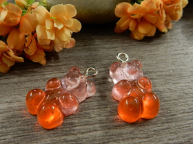 Nalleriipus glitter, 21x11mm, puna-vaaleanpunainen, 1kpl