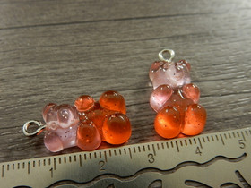 Nalleriipus glitter, 21x11mm, puna-vaaleanpunainen, 1kpl