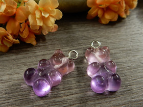 Nalleriipus glitter, 21x11mm, liila-vaaleanpunainen, 1kpl