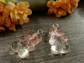 Nalleriipus glitter, 21x11mm, kirkas-vaaleanpunainen, 1kpl