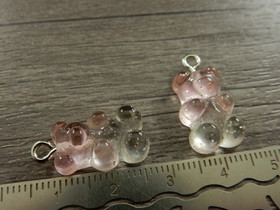 Nalleriipus glitter, 21x11mm, kirkas-vaaleanpunainen, 1kpl