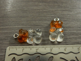 Nalleriipus glitter, 21x11mm, kirkas-ruskea, 1kpl