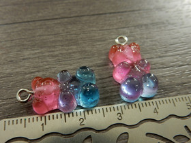 Nalleriipus glitter, 21x11mm, turkoosi-pinkki, 1kpl