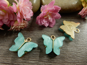 Perhonenriipus, 12x14mm, turkoosi, 1kpl