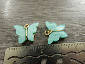 Perhonenriipus, 12x14mm, turkoosi, 1kpl