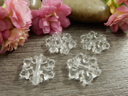 Akryylihelmi lumihiutale, 13x12mm, kirkas, 10kpl
