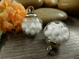 Lasipalloriipus pallot, 21x16mm, valkoinen, 1kpl