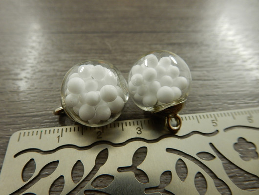 Lasipalloriipus pallot, 21x16mm, valkoinen, 1kpl