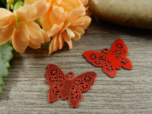 Perhonenriipus, 12x14mm, punainen, 1kpl