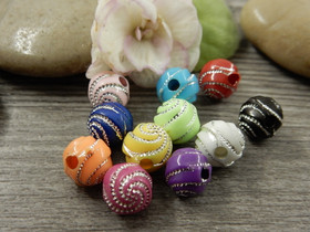 Akryylihelmi kierre, 8mm, mixsetti, 20kpl