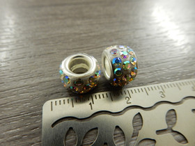 Shamballa pandora helmi, 12x7mm, ab kirkas, 1kpl