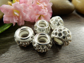 Shamballa pandora helmi, 12x7mm, kirkas, 1kpl