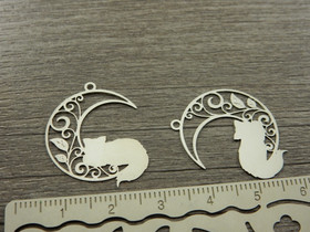 Kuukissa, 26x21mm, kromi, 1kpl 