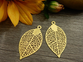 Lehtiriipus, 28x15mm, kulta, 1kpl
