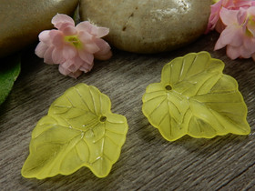 Lehtiriipus akryyli, 23x21mm, keltainen, 1kpl