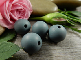 Silikonihelmi, 12mm, harmaa, 1kpl