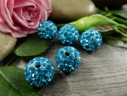 Shamballa helmi, 10mm, turkoosi, 1kpl