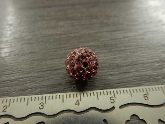 Shamballa helmi, 10mm, roosa, 1kpl