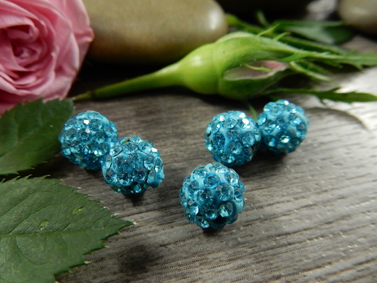 Shamballa helmi, 8mm, turkoosi, 1kpl