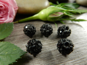 Shamballa helmi, 8mm, musta, 1kpl