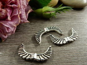 Metallihelmi/ riipus siivet, 19x10mm, kromi, 10kpl