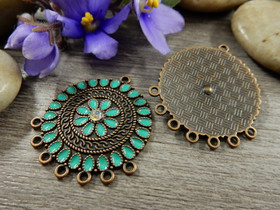 Ympyräriipus/ linkki, 33x29mm, minttu/kupari, 1kpl