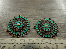 Ympyräriipus/ linkki, 33x29mm, minttu/kupari, 1kpl