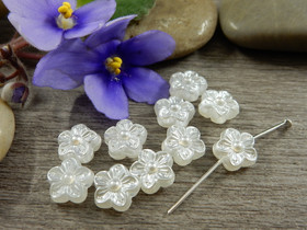 Akryylihelmi kukka, 9mm, valkoinen, 20kpl