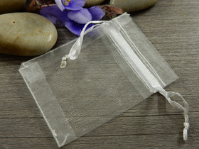 Organzapussi, 5x7cm, valkoinen, 1kpl