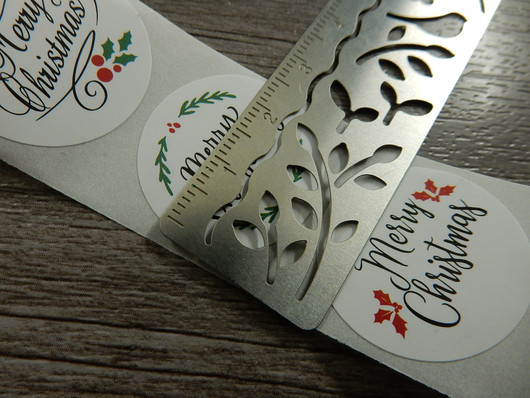 Merry christmas tarra, 25mm, valkoinen, 10kpl