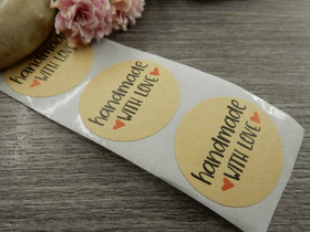 Handmade with love tarra, 25mm, ruskea, 10kpl