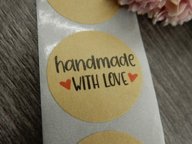 Handmade with love tarra, 25mm, ruskea, 10kpl