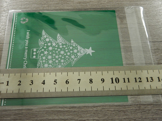 Sellofaanipussi, 10x14cm, joulukuusi, 1kpl