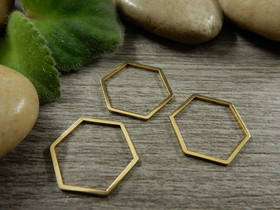 Linkki hexagon, 16x18x0.8mm, umpi, rst kulta, 10kpl