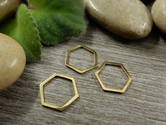 Linkki hexagon, 13.5x12x0.8mm, umpi, rst/kulta, 10kpl