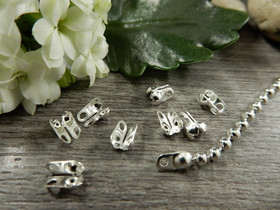 Palloketjun pääte, 2.4mm, kirkashopea, 20kpl