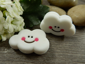 Silikonihelmi pilvi, 22x29mm, valkoinen, 1kpl