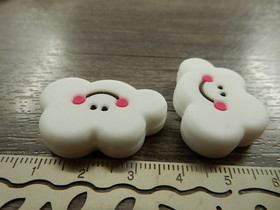 Silikonihelmi pilvi, 22x29mm, valkoinen, 1kpl