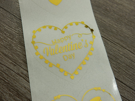 Happy Valentine´s day tarra, 38mm, kulta/kirkas, 10kpl