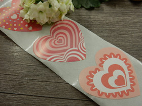 Sydän tarra, 38mm, moniväri, 10kpl