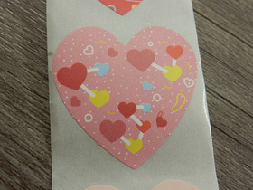 Sydän tarra, 38mm, moniväri, 10kpl