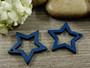 Puuriipus tähti, 24x25mm, sininen, 1kpl