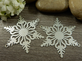 Lumihiutaleriipus/ linkki, 42x36mm, mattahopea, 1kpl