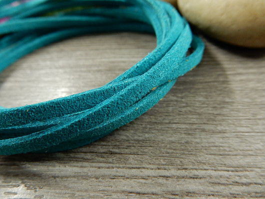 Tekomokka nauha, 2.7x1.4mm, turkoosi, 1m