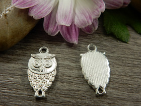 Pöllöriipus/linkki, 18x10mm, kirkashopea, 1kpl