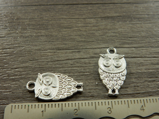 Pöllöriipus/linkki, 18x10mm, kirkashopea, 1kpl