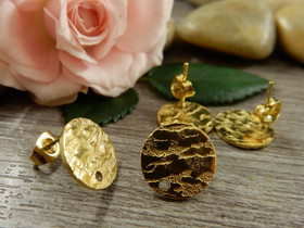 Korvakorutappi+lukko aalto, 12x10mm, vaaleakulta/ PVD/ rst, 1pari