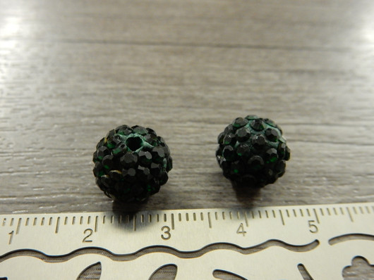 Shamballa helmi, 10mm, tummanvihreä, 1kpl