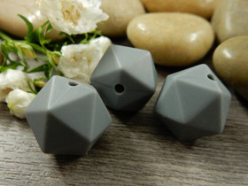 Silikonihelmi hexagon, 17mm, harmaa, 1kpl