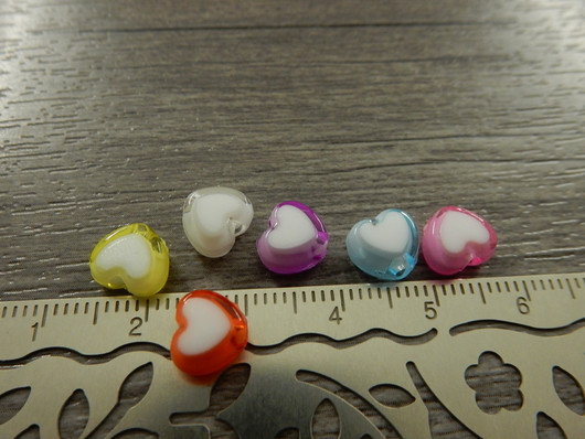 Akryylihelmi sydän, 7x8mm, mix setti, 20kpl